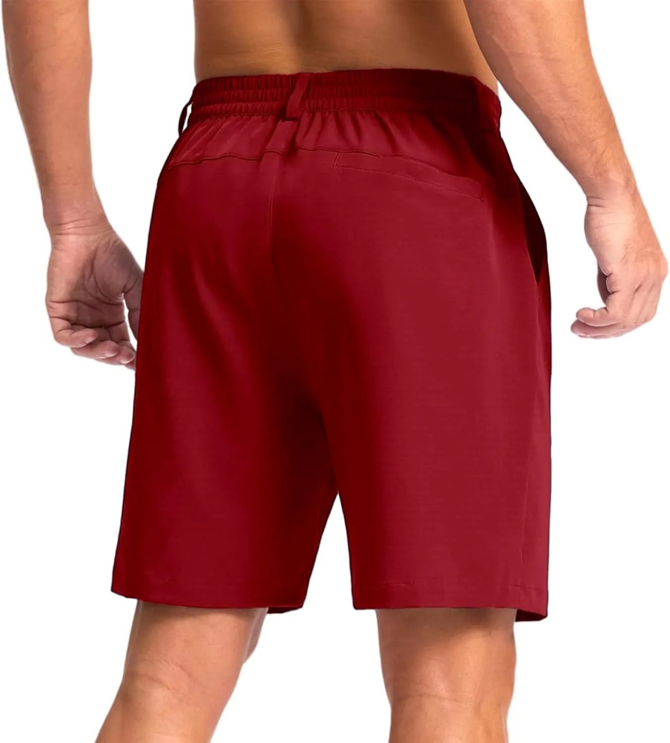 Men's Golf Shorts Button Up Zipper Casual Shorts Solid Color Straight Leg Pants Regular Fit Simple Stretch Pants