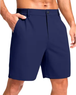 Men's Golf Shorts Button Up Zipper Casual Shorts Solid Color Straight Leg Pants Regular Fit Simple Stretch Pants