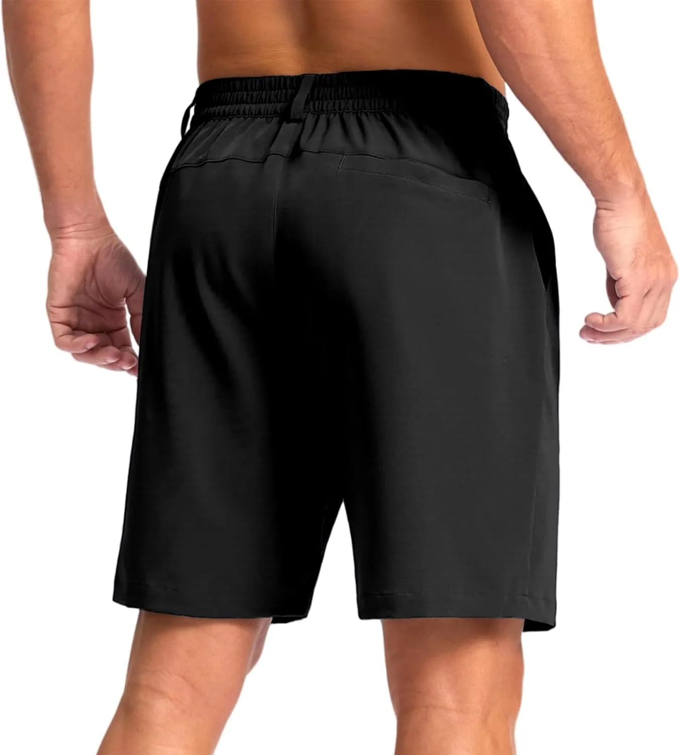 Men's Golf Shorts Button Up Zipper Casual Shorts Solid Color Straight Leg Pants Regular Fit Simple Stretch Pants