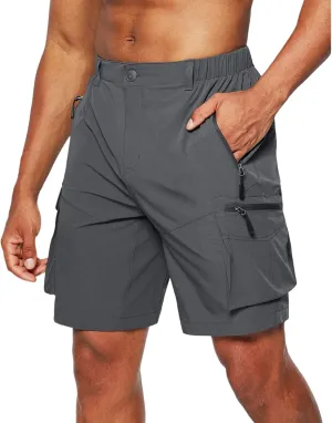 Men's Joggers Shorts Solid Color Tactical Cargo Shorts Straight Stretch Sport Pants with Multiple Pockets for Camping