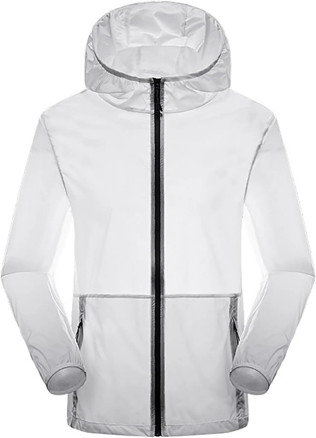 Mens Outdoor Long Sleeve Full Zip Lightweight UPF 50  Sun Protection Hiking Fishing Active Hoodie Shirts with Pockets
