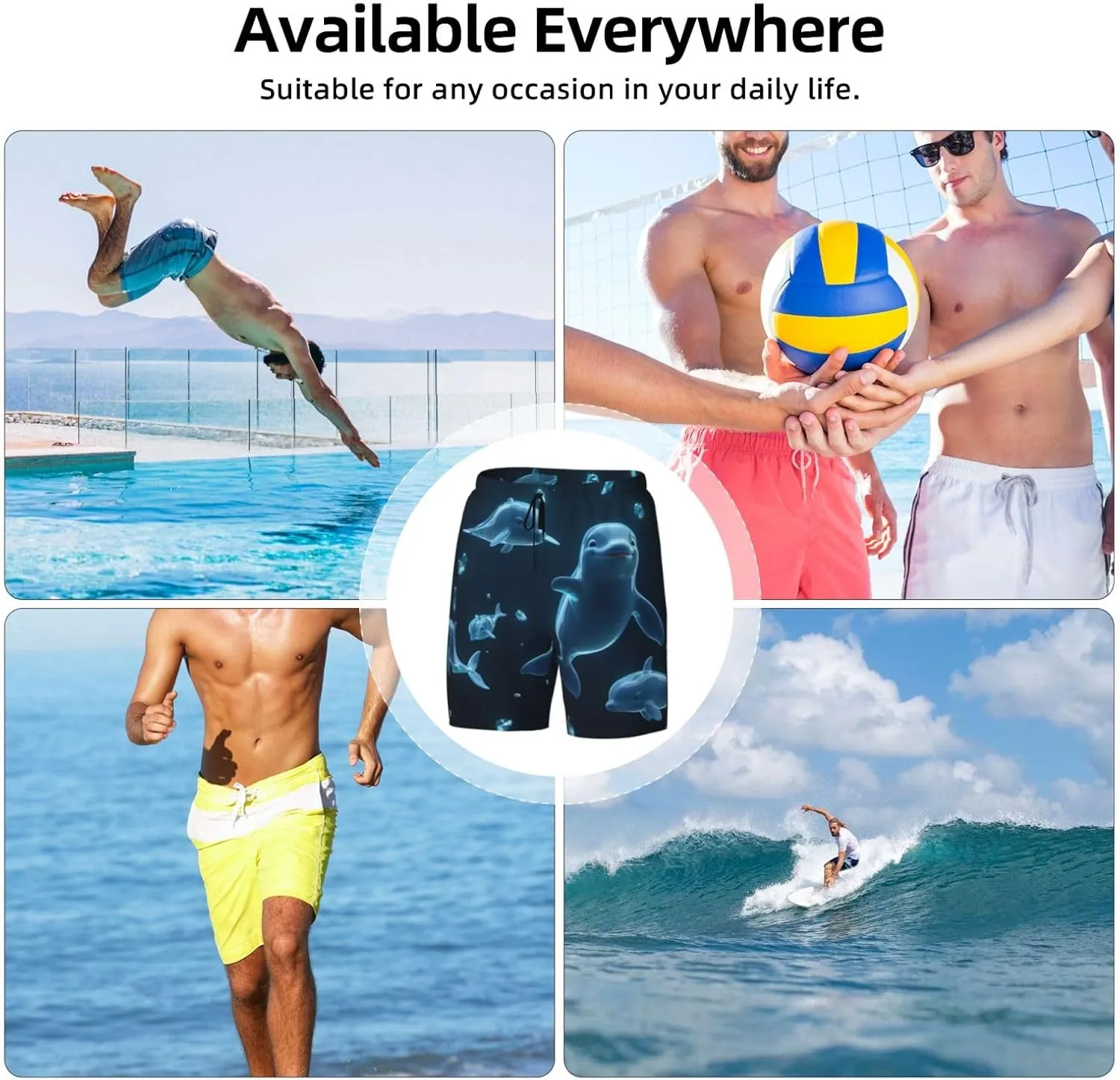 Men's Quick Dry Swim Shorts - Compression Liner Gym & Beach Athletic Shorts