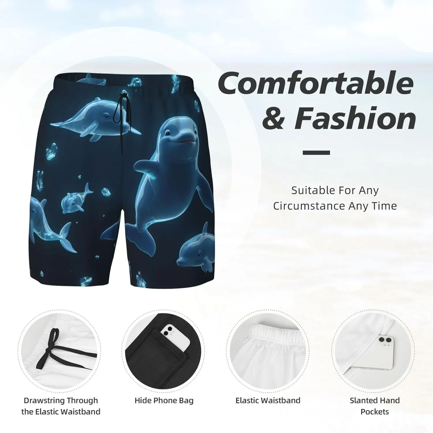 Men's Quick Dry Swim Shorts - Compression Liner Gym & Beach Athletic Shorts