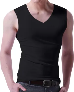 Men's Quick Dry Workout Tank Tops Breathable Comfy Gym Sleeveless Muscle V Neck Shirts for Active Gym Bodybuilding