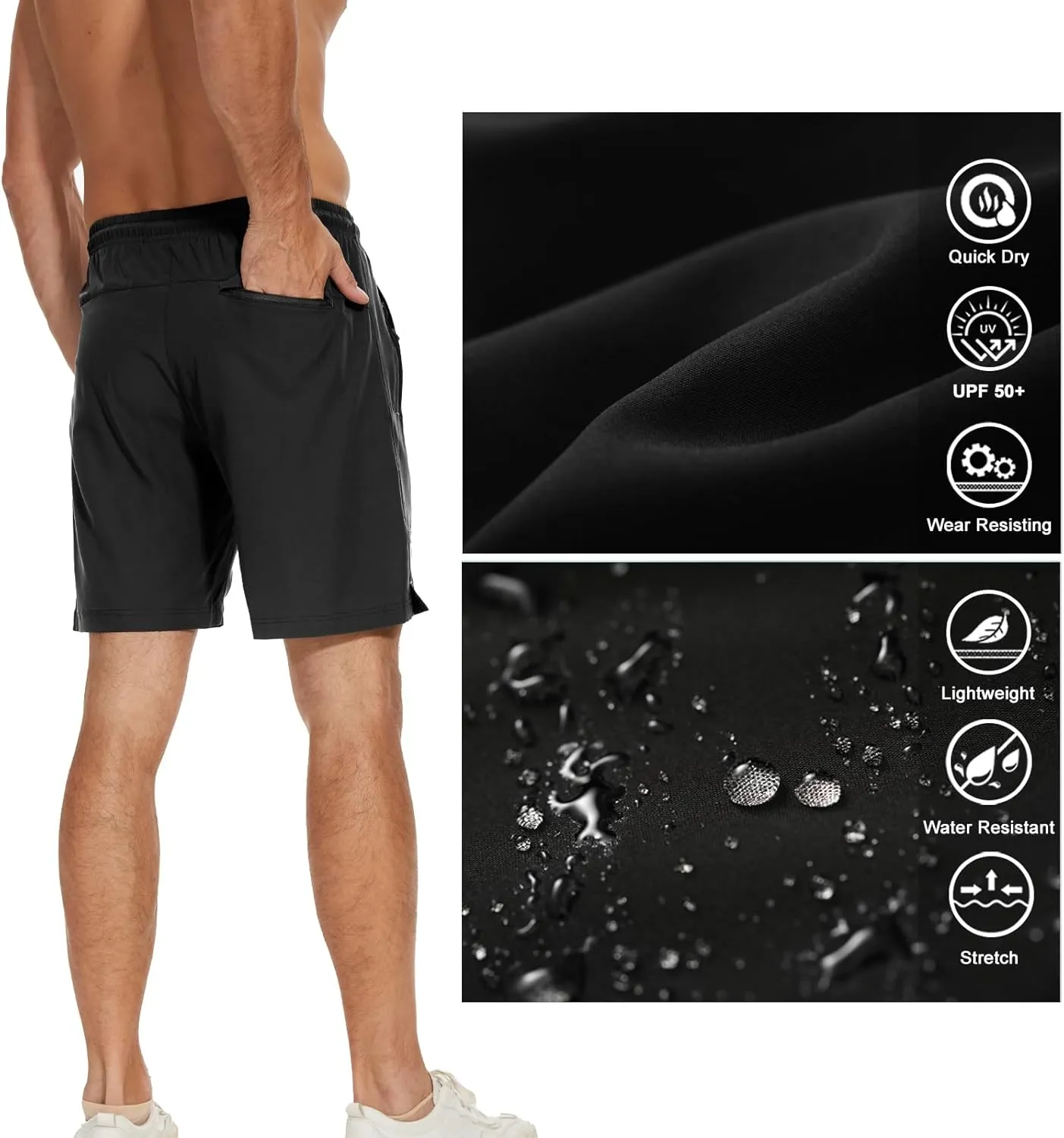 Men's Running Athletic Shorts Quick Dry Lightweight Gym Shorts for Men Workout Basketball Exercise Shorts with Pockets