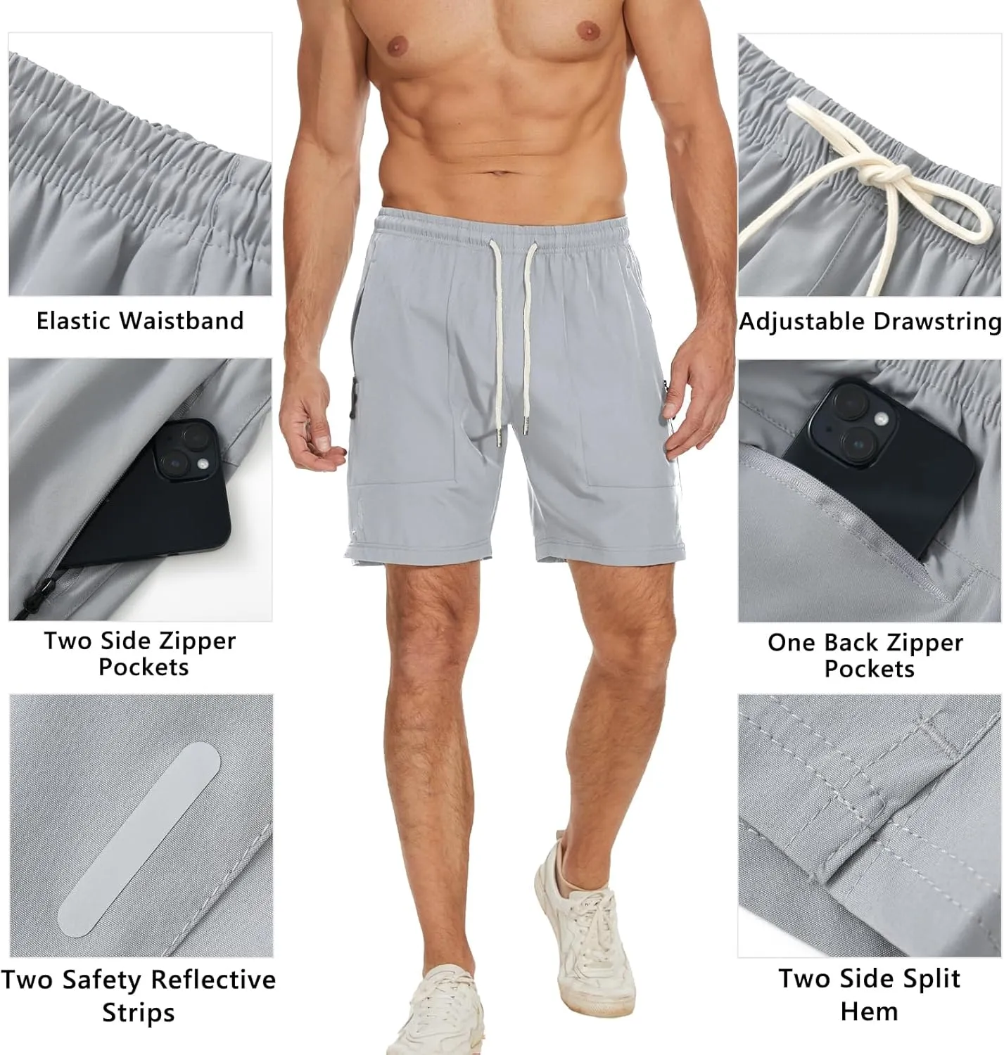 Men's Running Athletic Shorts Quick Dry Lightweight Gym Shorts for Men Workout Basketball Exercise Shorts with Pockets