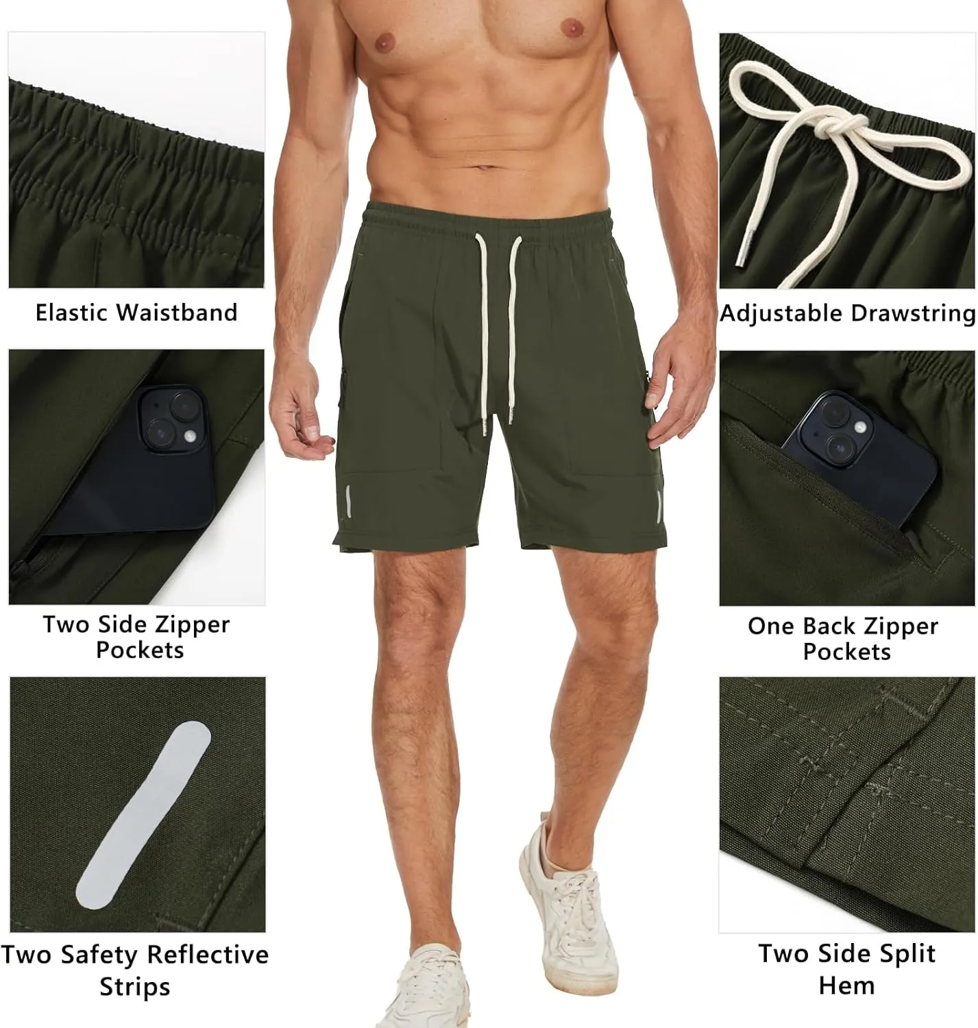 Men's Running Athletic Shorts Quick Dry Lightweight Gym Shorts for Men Workout Basketball Exercise Shorts with Pockets