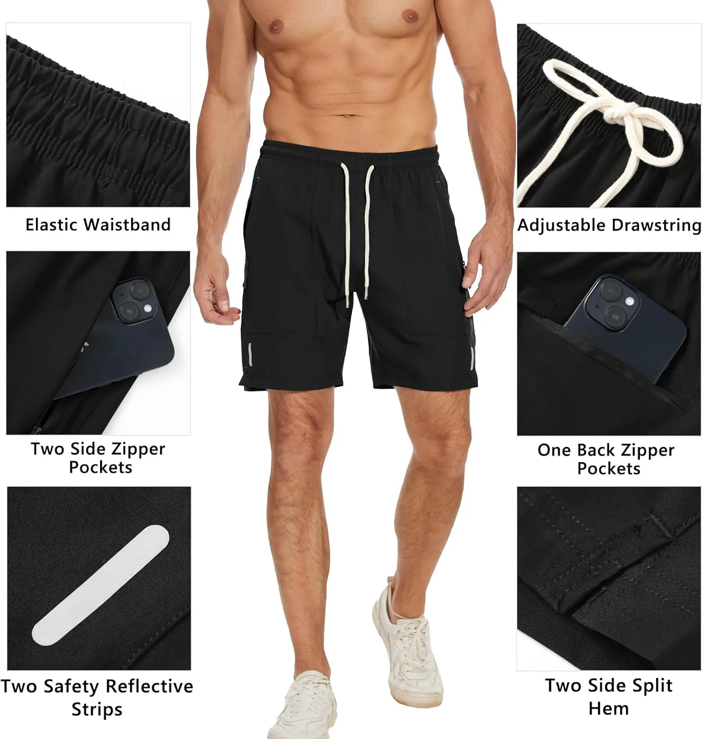 Men's Running Athletic Shorts Quick Dry Lightweight Gym Shorts for Men Workout Basketball Exercise Shorts with Pockets