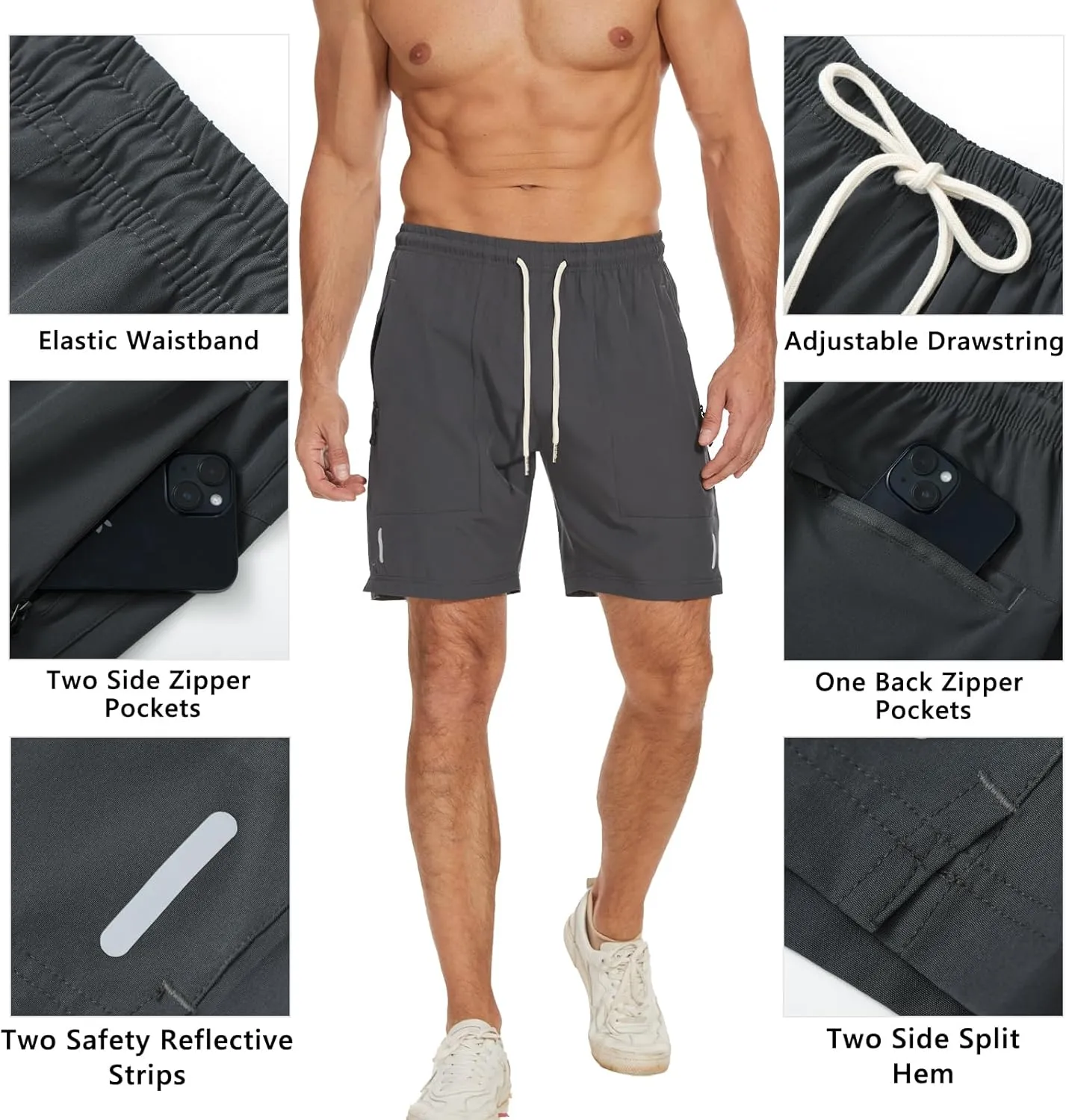 Men's Running Athletic Shorts Quick Dry Lightweight Gym Shorts for Men Workout Basketball Exercise Shorts with Pockets