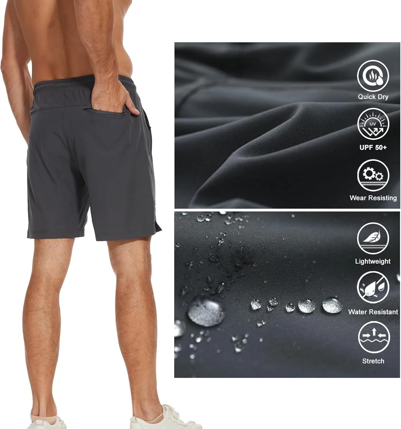 Men's Running Athletic Shorts Quick Dry Lightweight Gym Shorts for Men Workout Basketball Exercise Shorts with Pockets