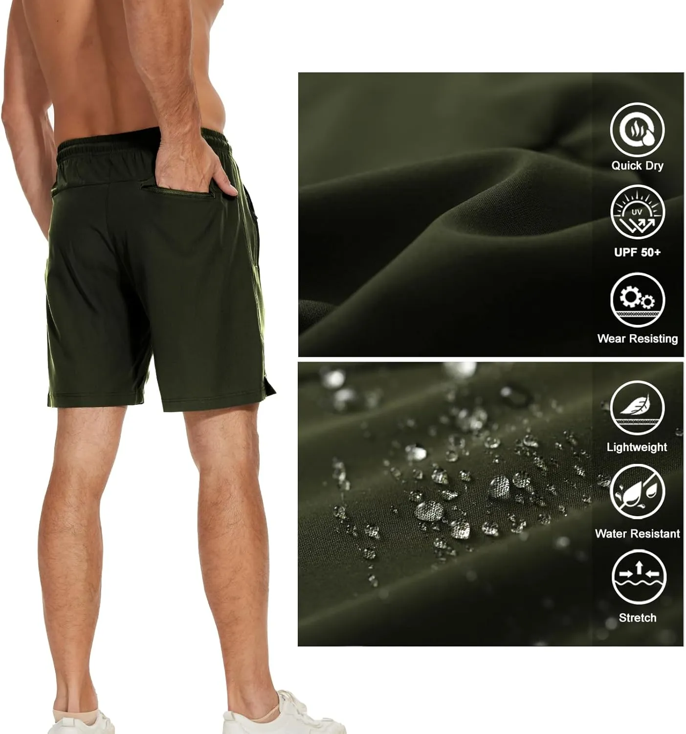 Men's Running Athletic Shorts Quick Dry Lightweight Gym Shorts for Men Workout Basketball Exercise Shorts with Pockets