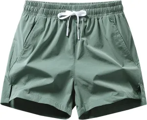 Mens Shorts 5 Inch Lightweight Drawstring Waist Athletic Short Summer Quick Dry Beach Gym Workout Casual Pants