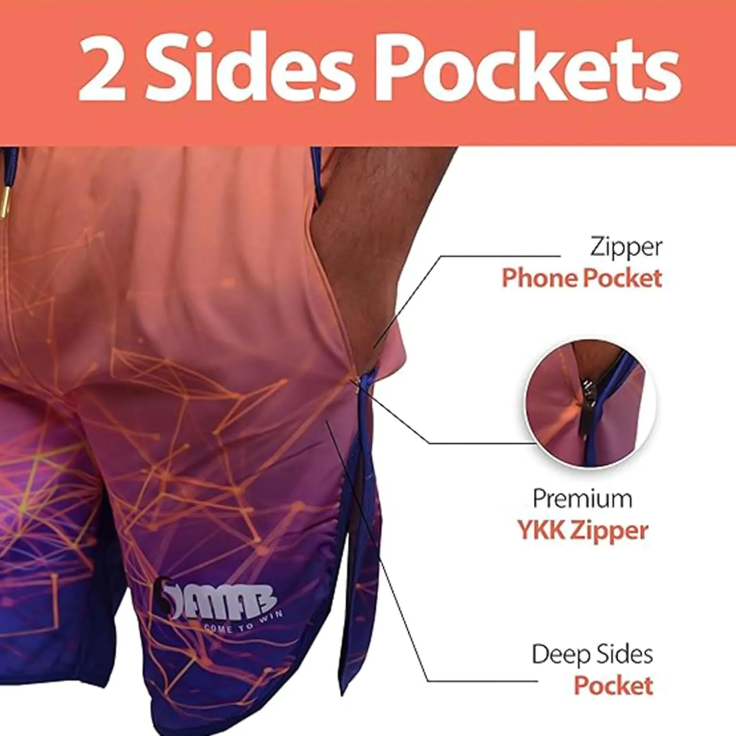Mens Shorts for Gym Workout, Running Shorts, Athletic Shorts for Men with 2 Zipper Pockets Lightweight Quick Dry by 5AMAB