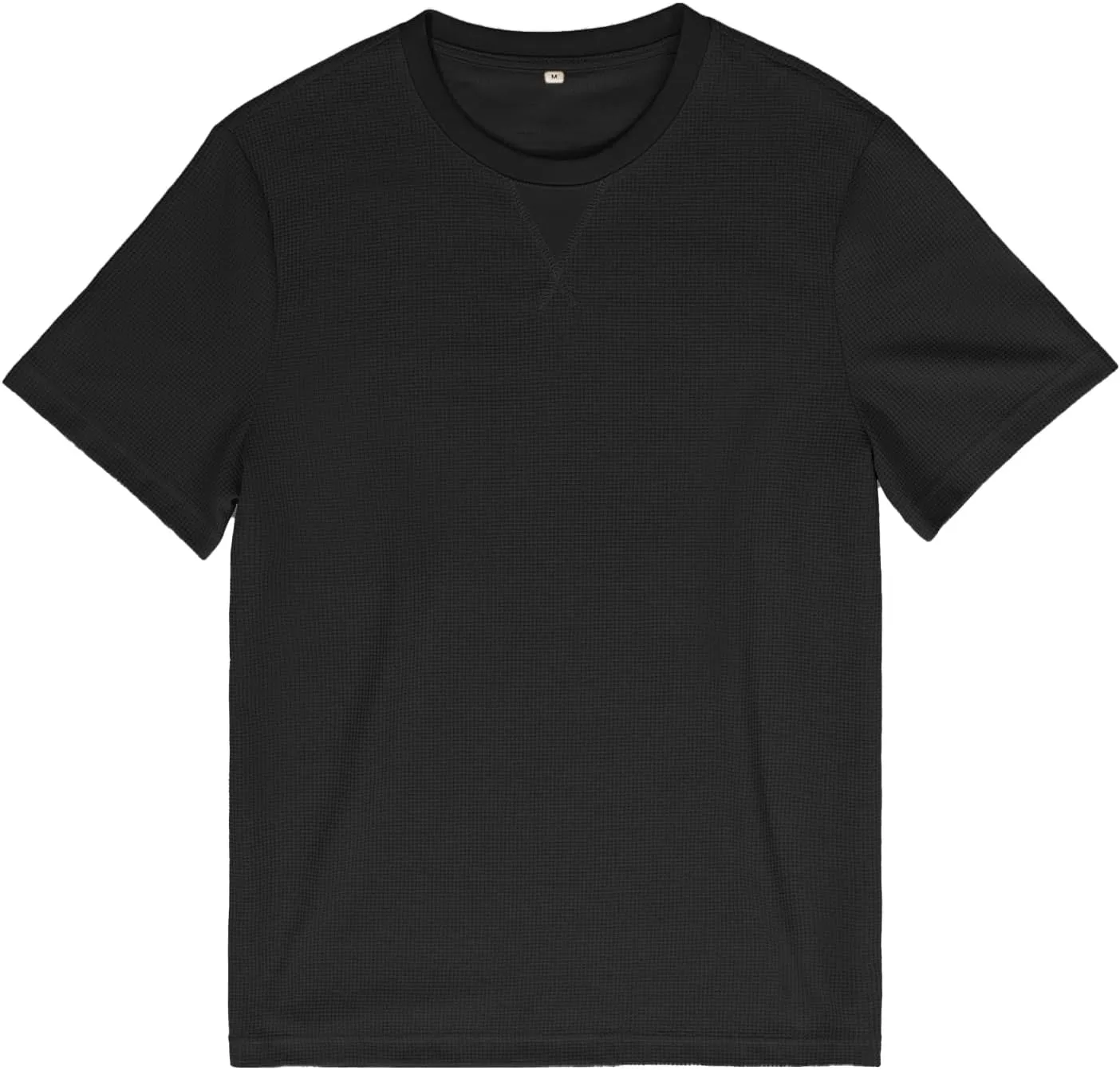 Men's T-Shirt Casual Knit Short Sleeve Shape-Resistant Crewneck Waffle Textured Solid Color Cotton Knitted Tees