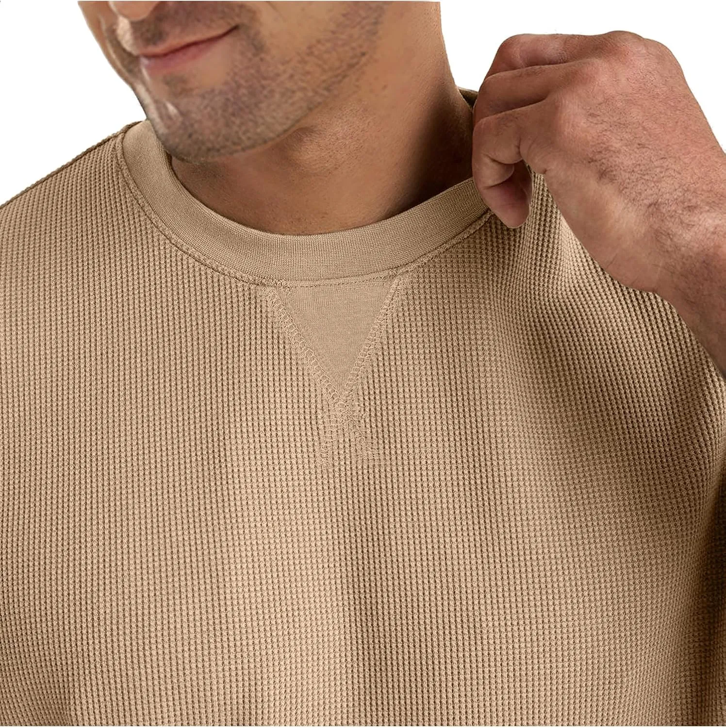 Men's T-Shirt Casual Knit Short Sleeve Shape-Resistant Crewneck Waffle Textured Solid Color Cotton Knitted Tees