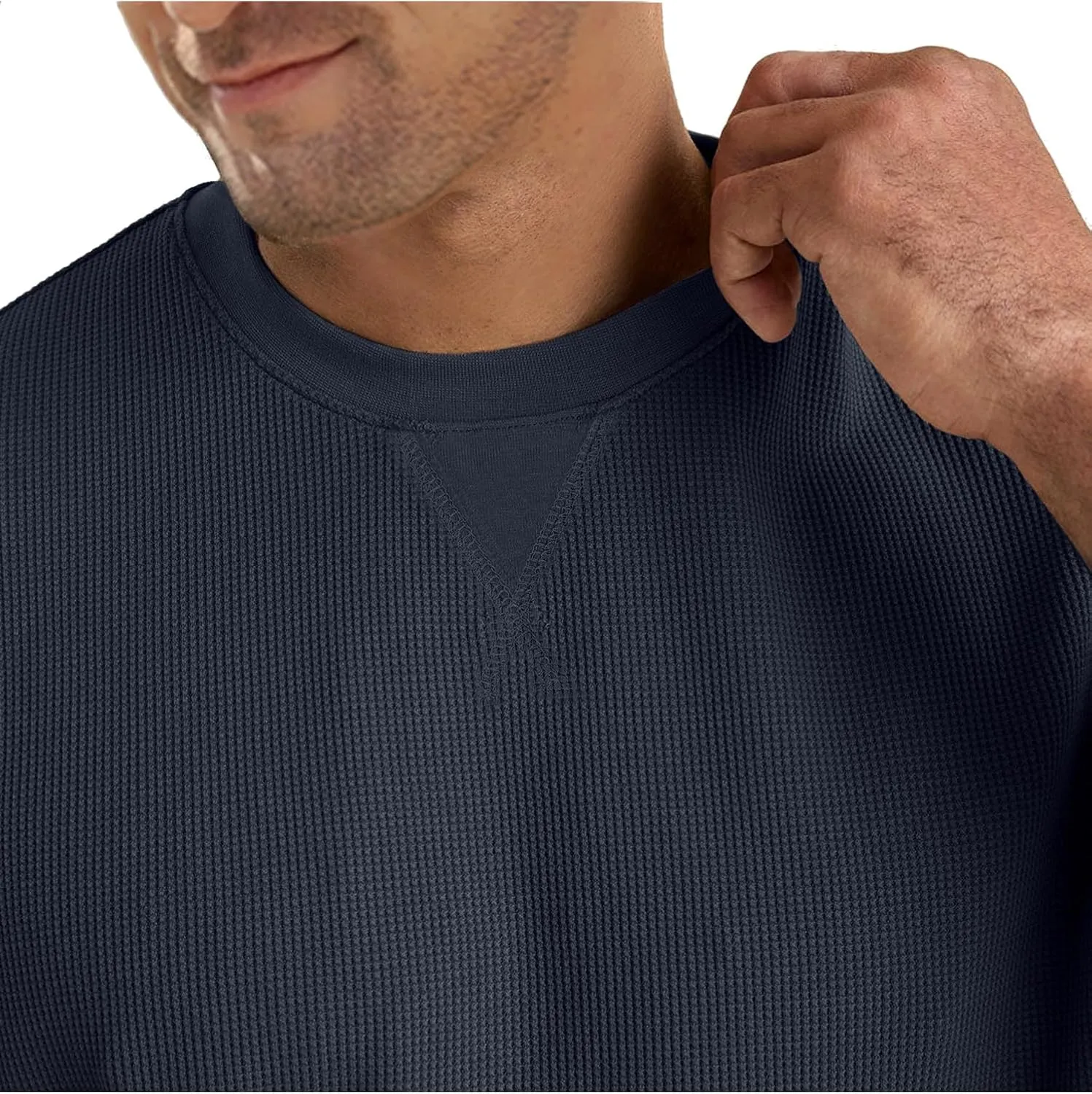 Men's T-Shirt Casual Knit Short Sleeve Shape-Resistant Crewneck Waffle Textured Solid Color Cotton Knitted Tees
