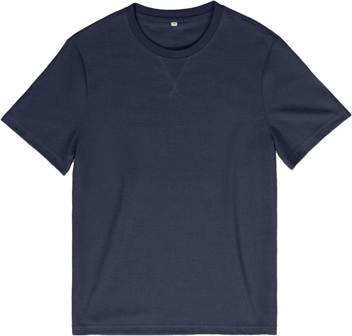 Men's T-Shirt Casual Knit Short Sleeve Shape-Resistant Crewneck Waffle Textured Solid Color Cotton Knitted Tees