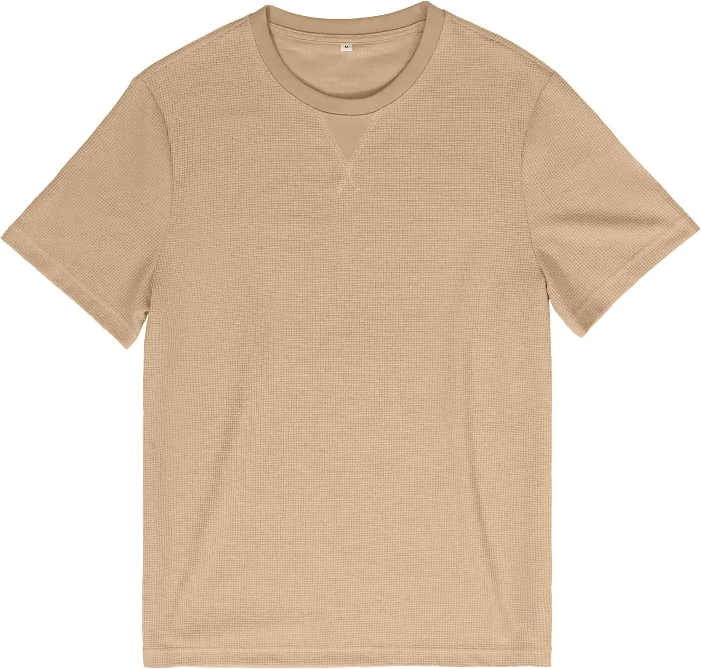 Men's T-Shirt Casual Knit Short Sleeve Shape-Resistant Crewneck Waffle Textured Solid Color Cotton Knitted Tees