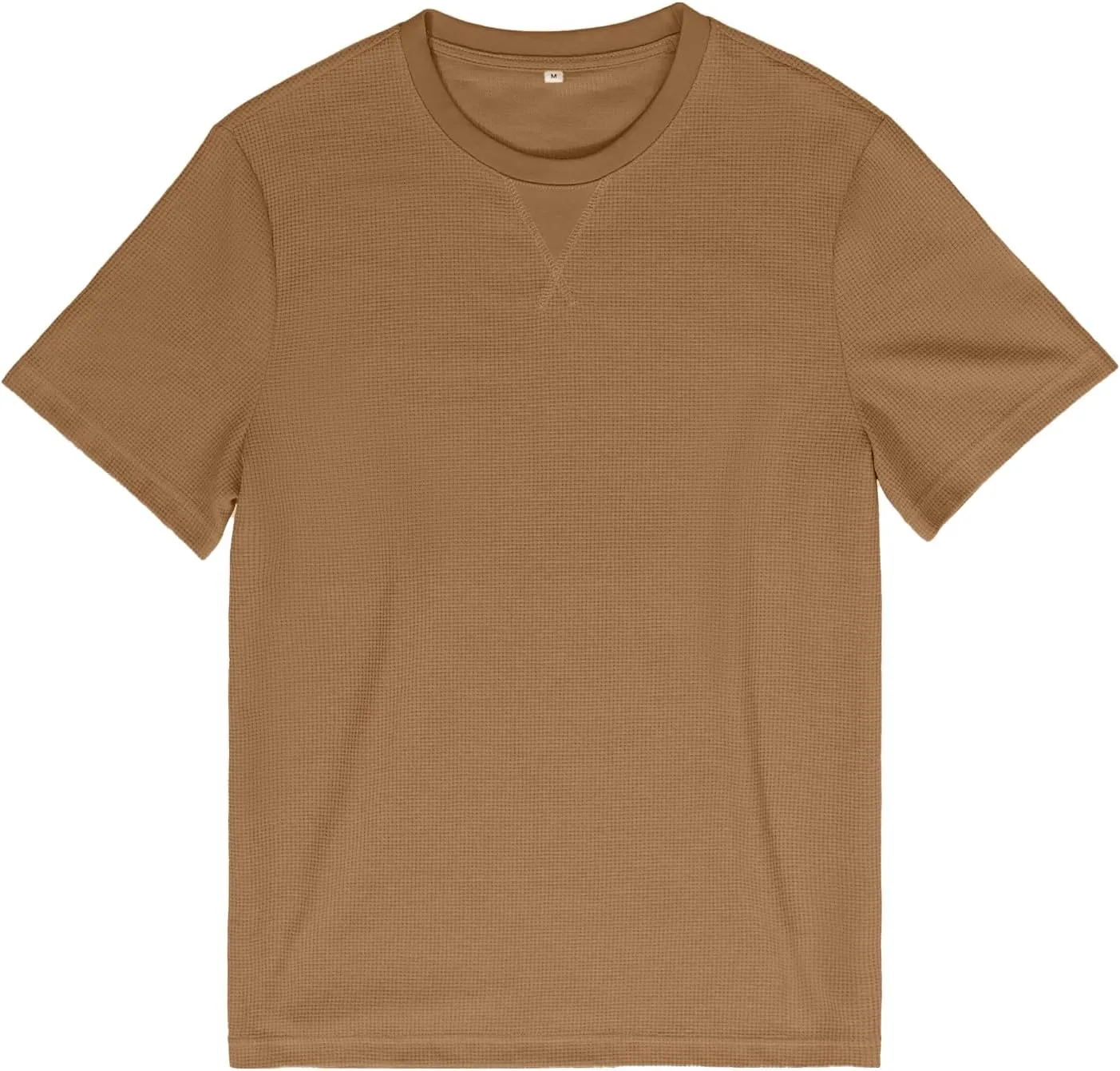 Men's T-Shirt Casual Knit Short Sleeve Shape-Resistant Crewneck Waffle Textured Solid Color Cotton Knitted Tees