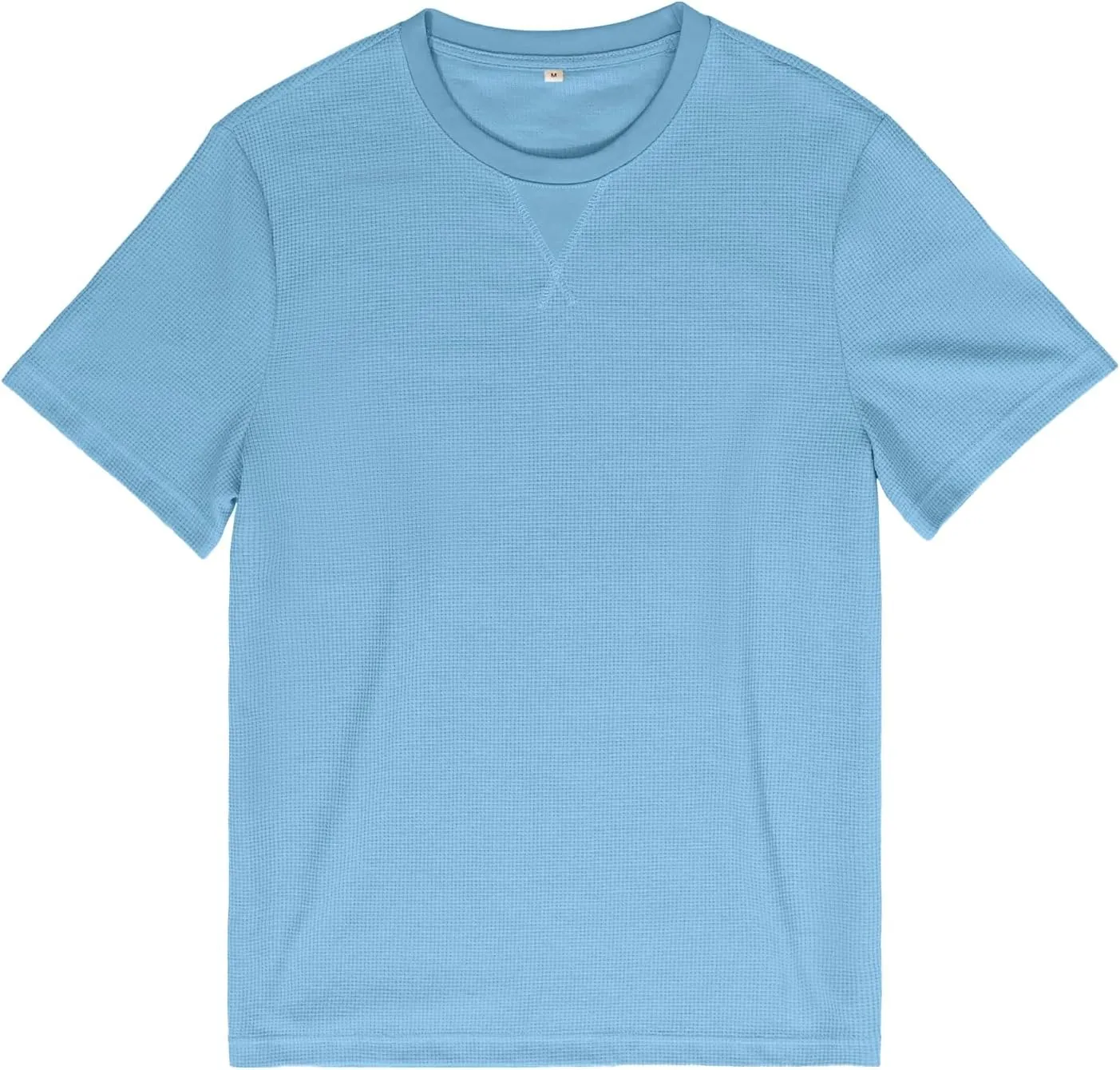 Men's T-Shirt Casual Knit Short Sleeve Shape-Resistant Crewneck Waffle Textured Solid Color Cotton Knitted Tees