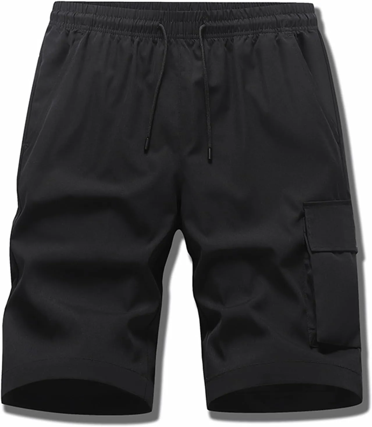 Men's Tactical Cargo Shorts Drawstring Breathable Jogging Shorts Straight Leg Baggy Pants with Multiple Pockets
