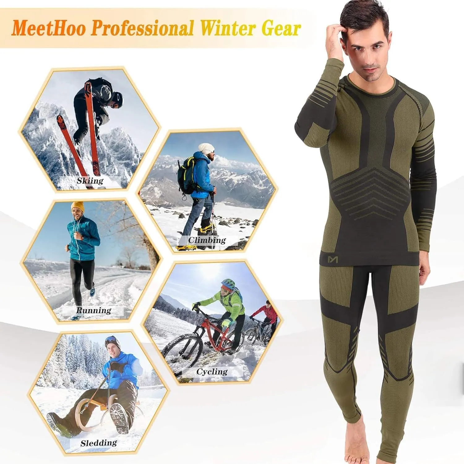 Mens Thermal Underwear Set Winter Gear Men Base Layer Long Johns Bottom