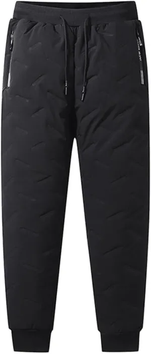 Mens Winter Fleece Sweatpants Sherpa Lined Pants Active Drawstring Jogger Trousers Winter Warm Joggers Pants