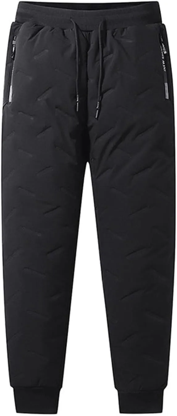 Mens Winter Fleece Sweatpants Sherpa Lined Pants Active Drawstring Jogger Trousers Winter Warm Joggers Pants