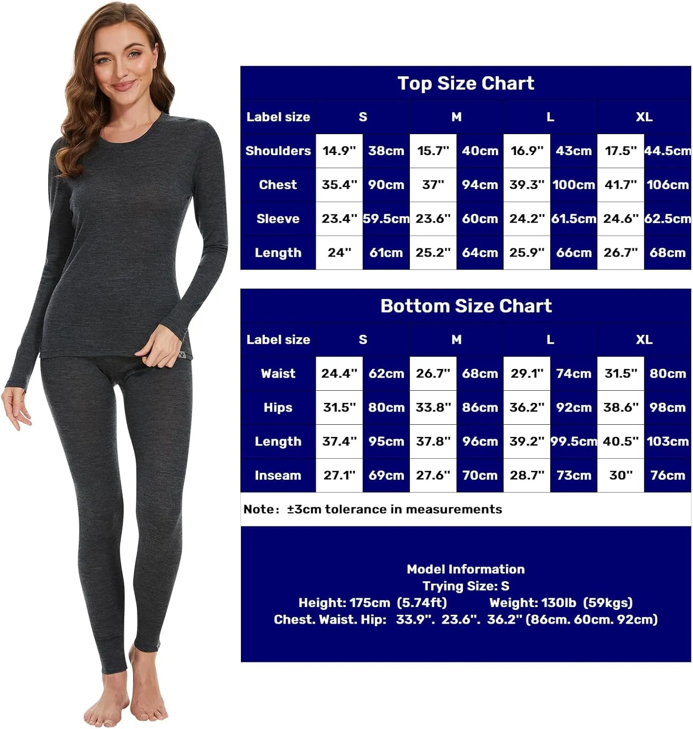 MERINNOVATION Merino Wool Base Layer Set for Women 100% Merino Wool Thermal Underwear Set