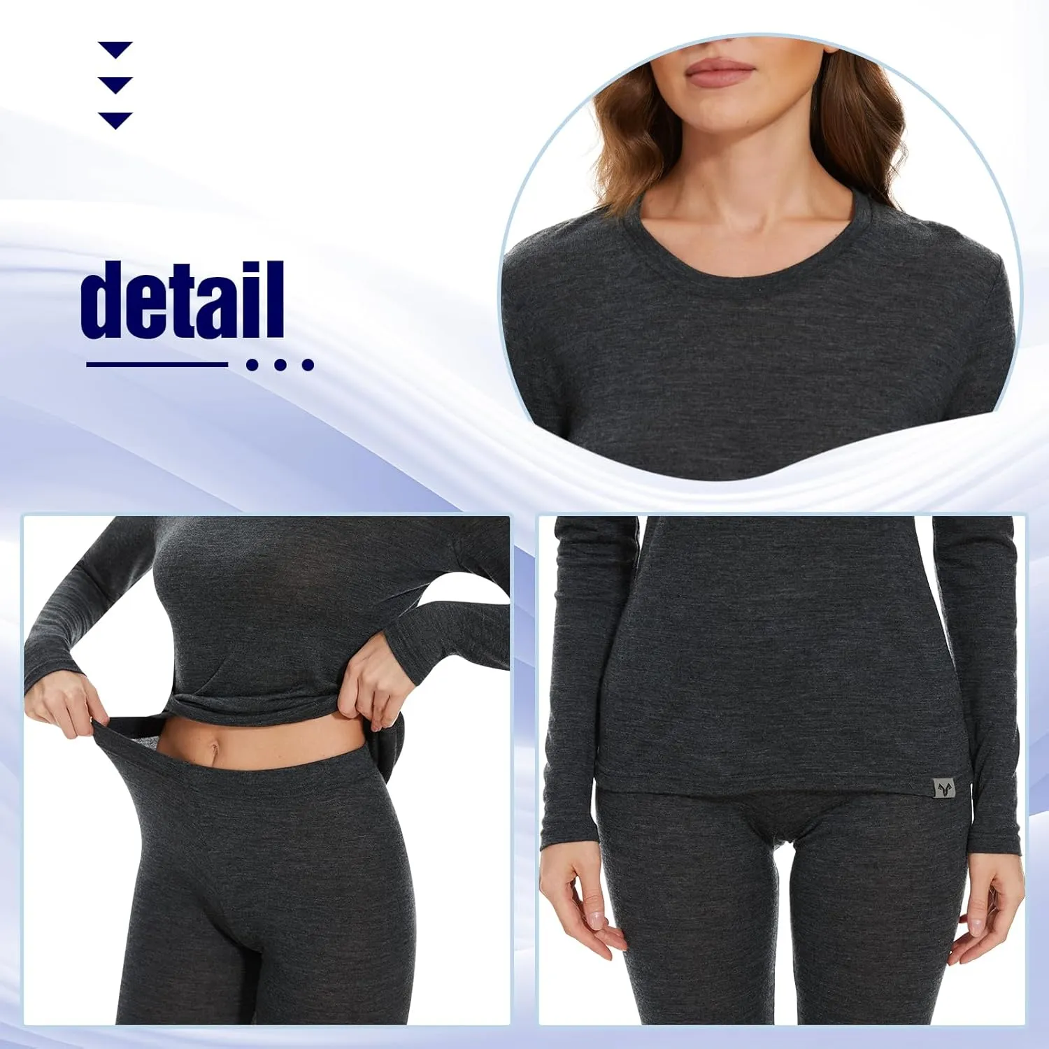 MERINNOVATION Merino Wool Base Layer Set for Women 100% Merino Wool Thermal Underwear Set
