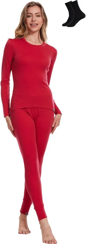 MERINNOVATION Merino Wool Base Layer Set for Women 100% Merino Wool Thermal Underwear Set