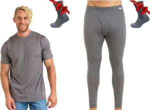 Merino.tech Merino Wool Base Layer Mens Set - Lightweight Merino Wool Thermal Underwear For Men T-Shirt, Bottom   Wool Socks