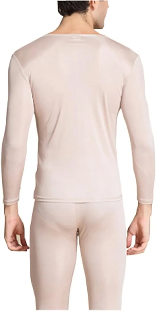 METWAY Silk Long Underwear Men's Mulberry Silk Long Johns Top and Bottom Thermal Underwear Set/Base Layer