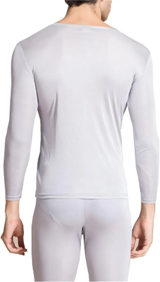 METWAY Silk Long Underwear Men's Mulberry Silk Long Johns Top and Bottom Thermal Underwear Set/Base Layer
