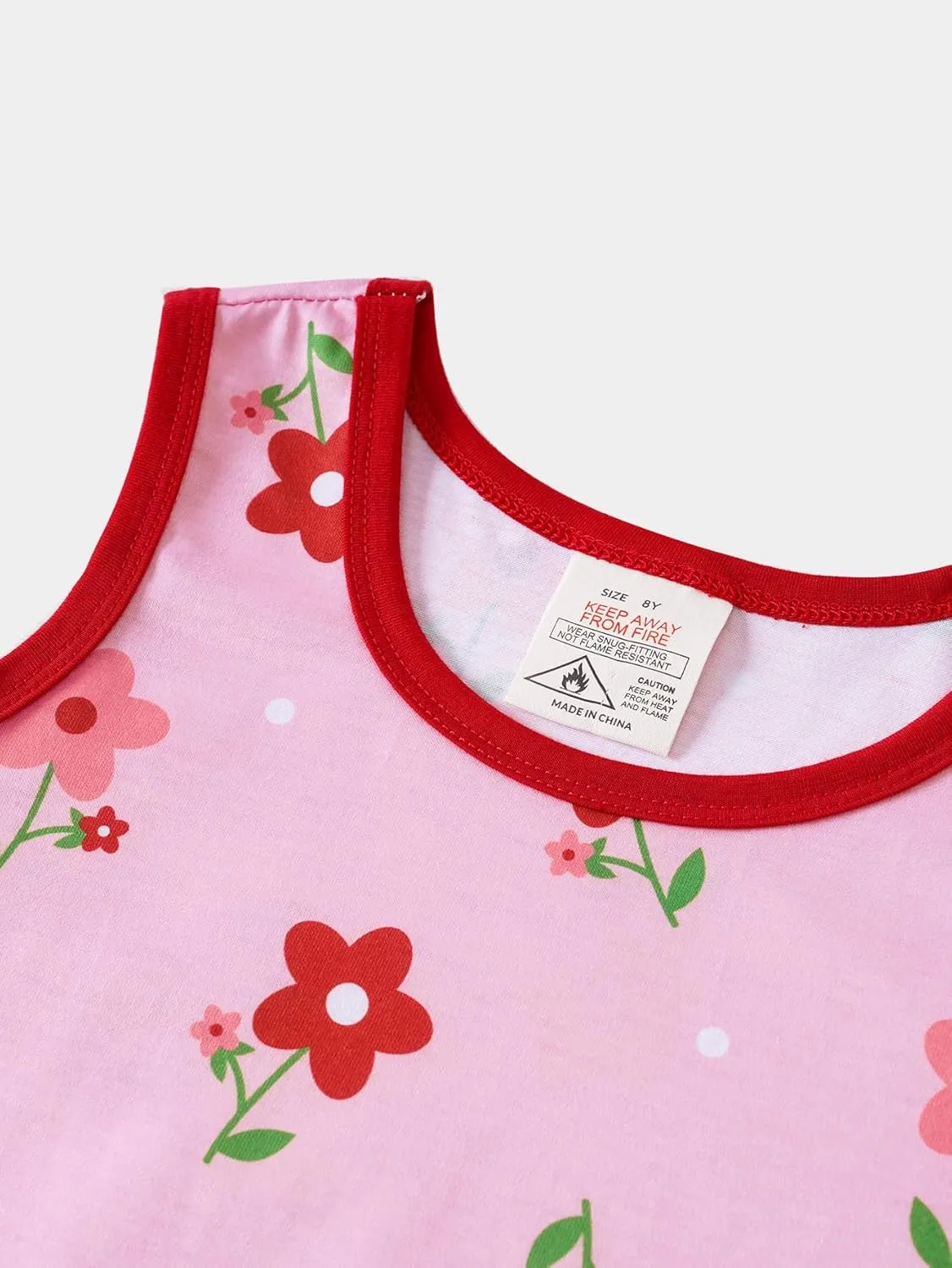 MyFav Big Kids Girls Sleeveless Sleepwears Hearts Shape Striped Pajama Nightgown