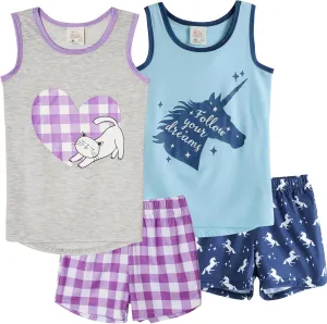 MyFav Big Kids Girls Sleeveless Sleepwears Hearts Shape Striped Pajama Nightgown