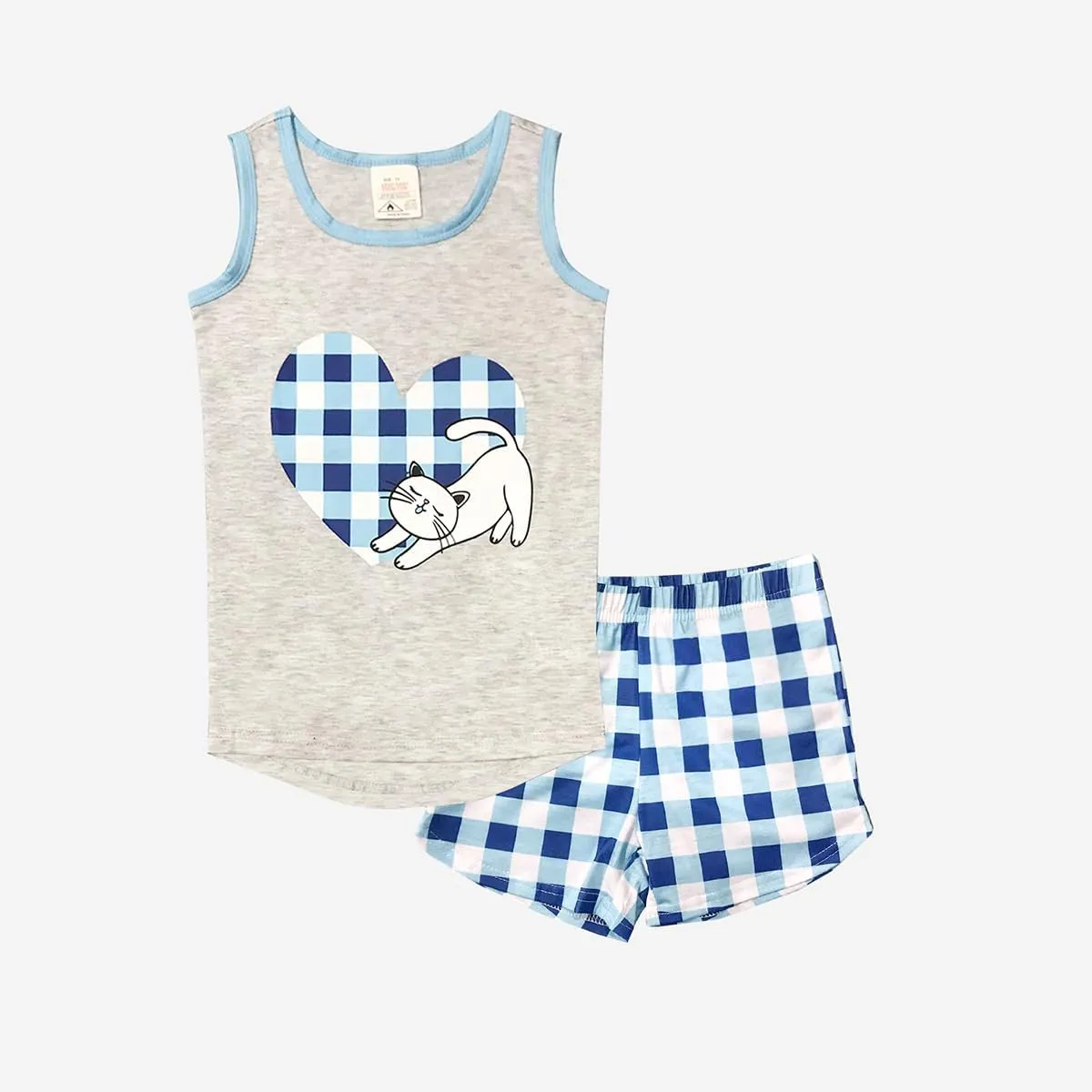MyFav Big Kids Girls Sleeveless Sleepwears Hearts Shape Striped Pajama Nightgown