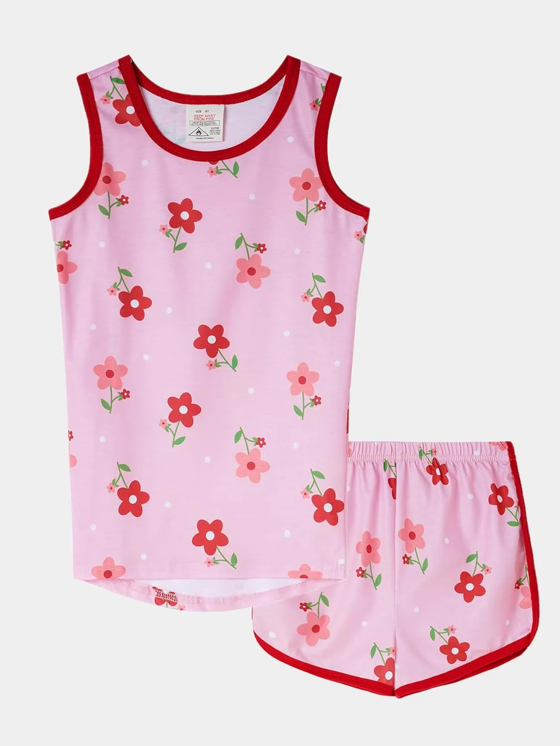 MyFav Big Kids Girls Sleeveless Sleepwears Hearts Shape Striped Pajama Nightgown