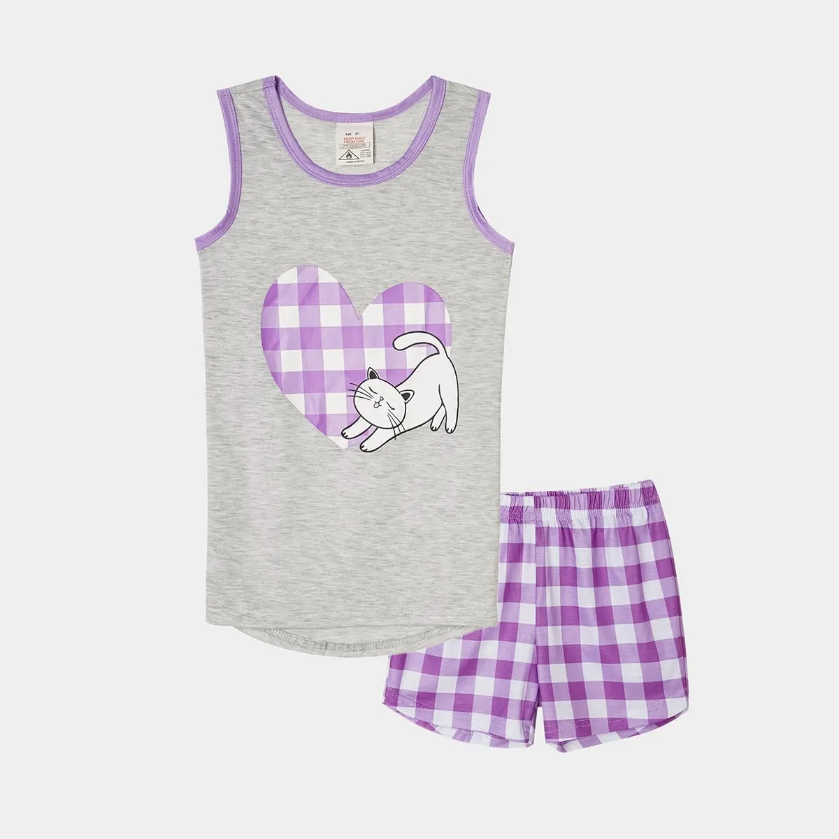 MyFav Big Kids Girls Sleeveless Sleepwears Hearts Shape Striped Pajama Nightgown