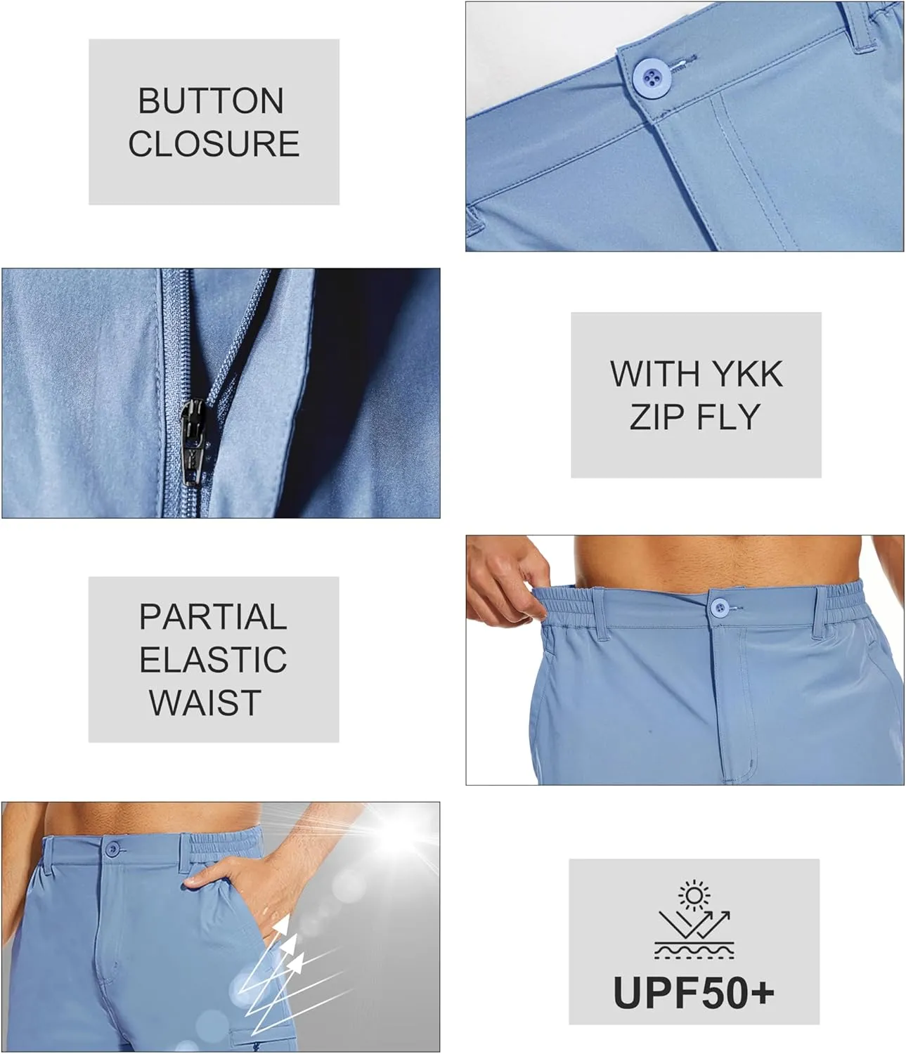 NATUVENIX Hiking Shorts Men, Quick-Dry Fishing Shorts for Men Lightweight Stretch Work Shorts Causal Travel