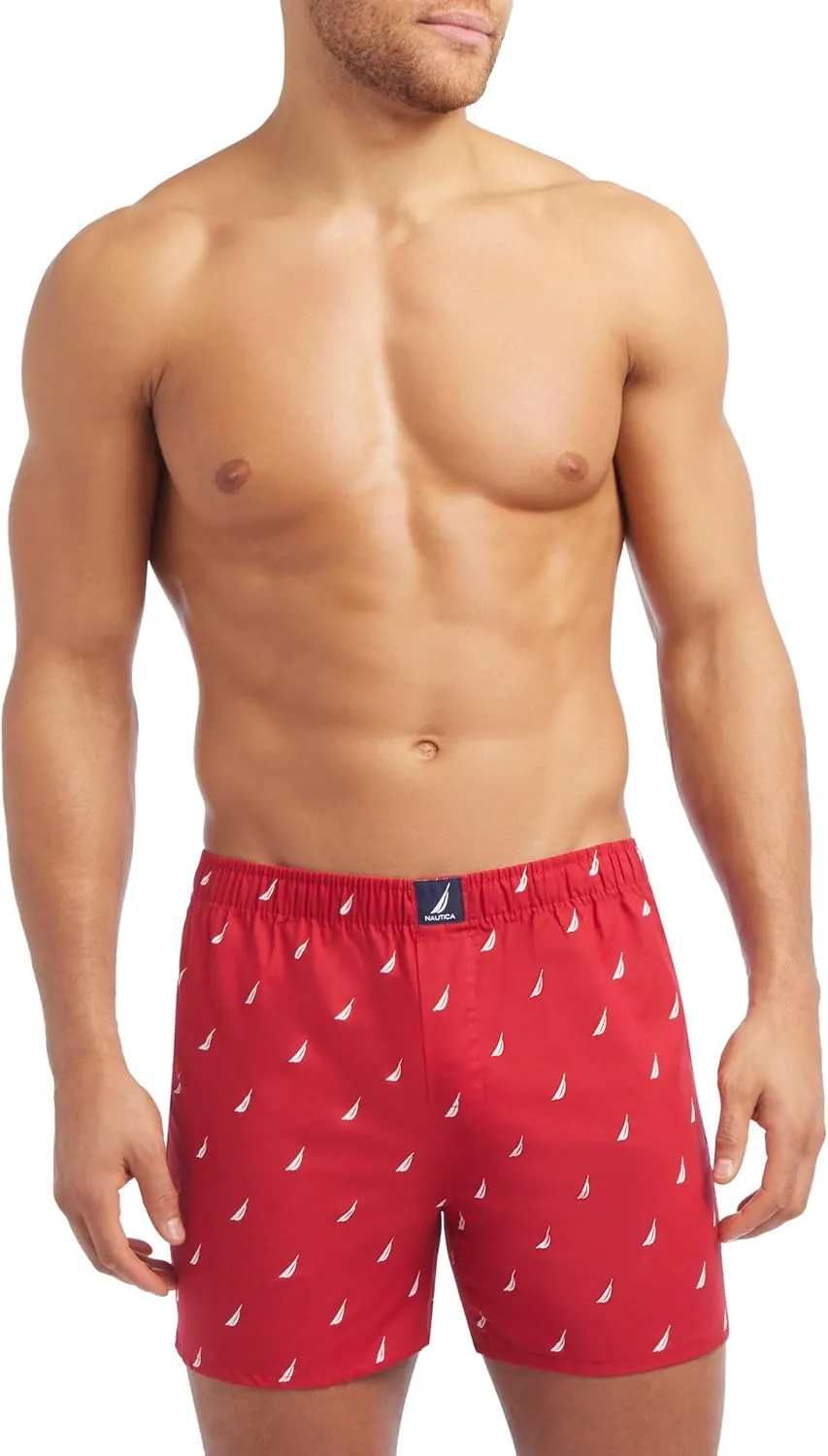 Nautica Men's Cotton Woven 3 Pack Boxer