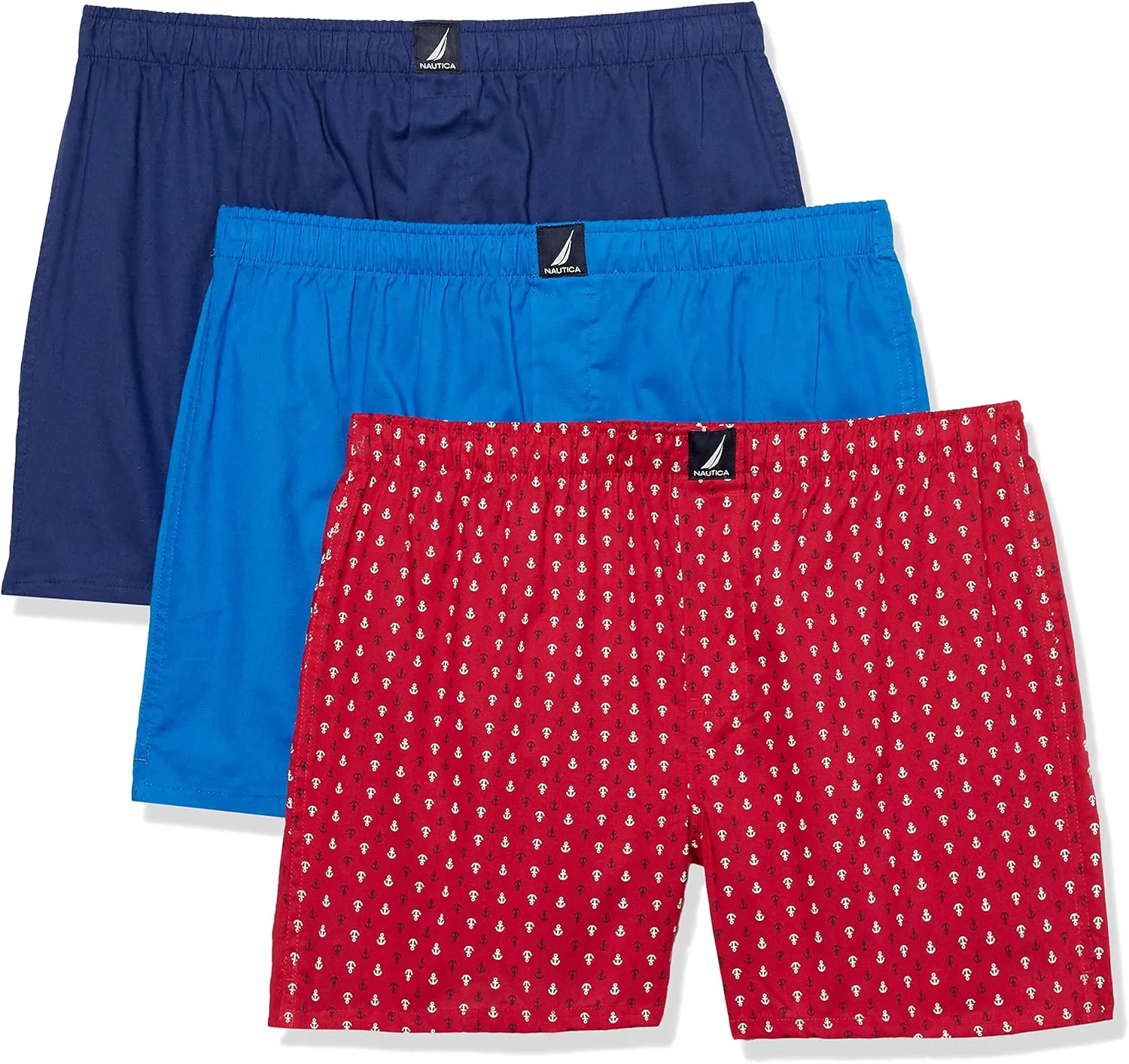 Nautica Men's Cotton Woven 3 Pack Boxer