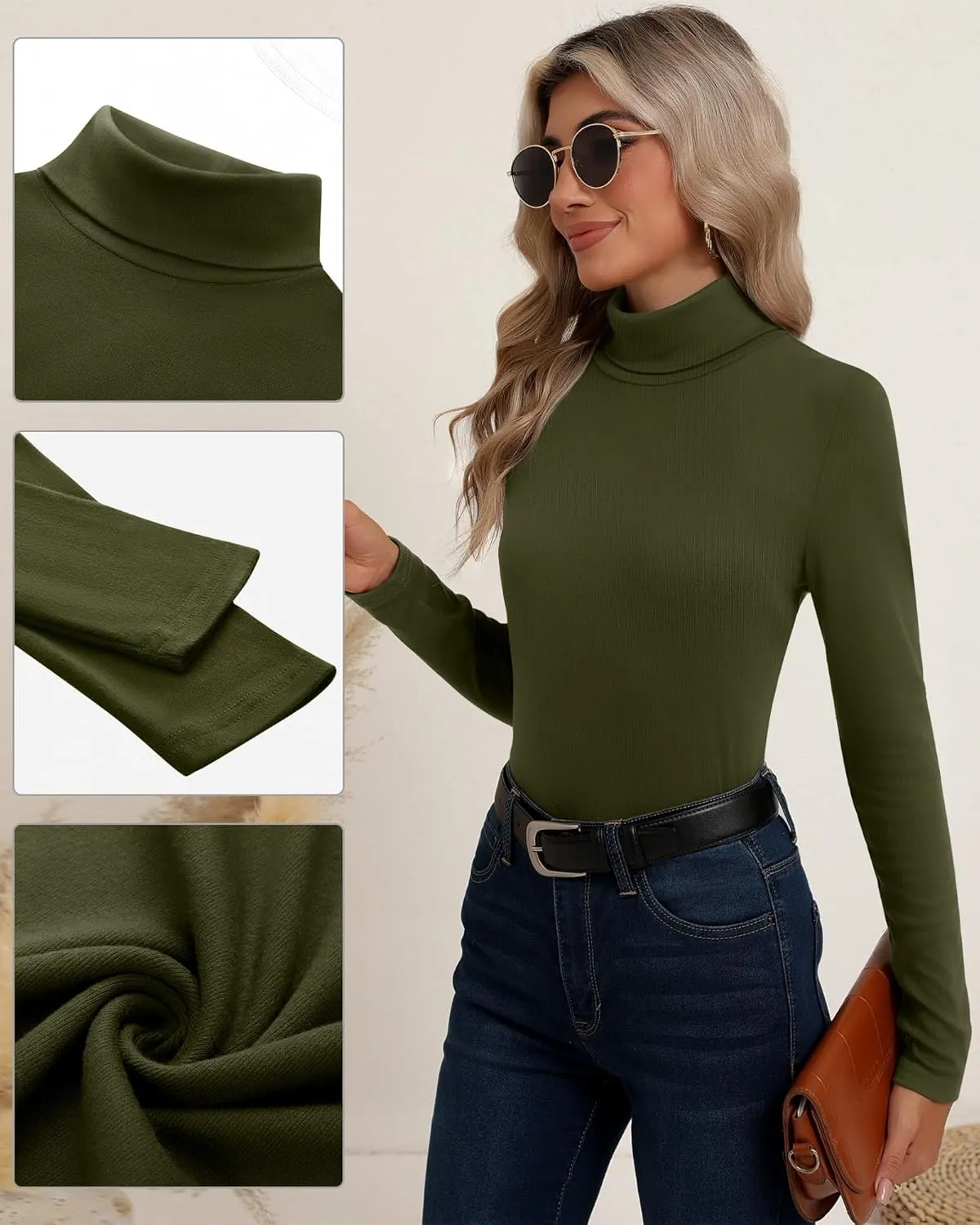 Neer 3 Pack Cotton Women's Turtleneck Long Sleeve Tops Thermal Underwear Base Layer Fall Winter Shirts Sweater