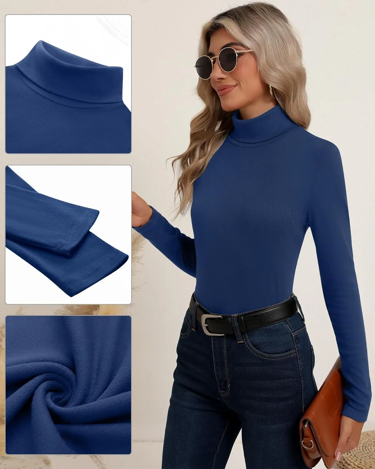 Neer 3 Pack Cotton Women's Turtleneck Long Sleeve Tops Thermal Underwear Base Layer Fall Winter Shirts Sweater