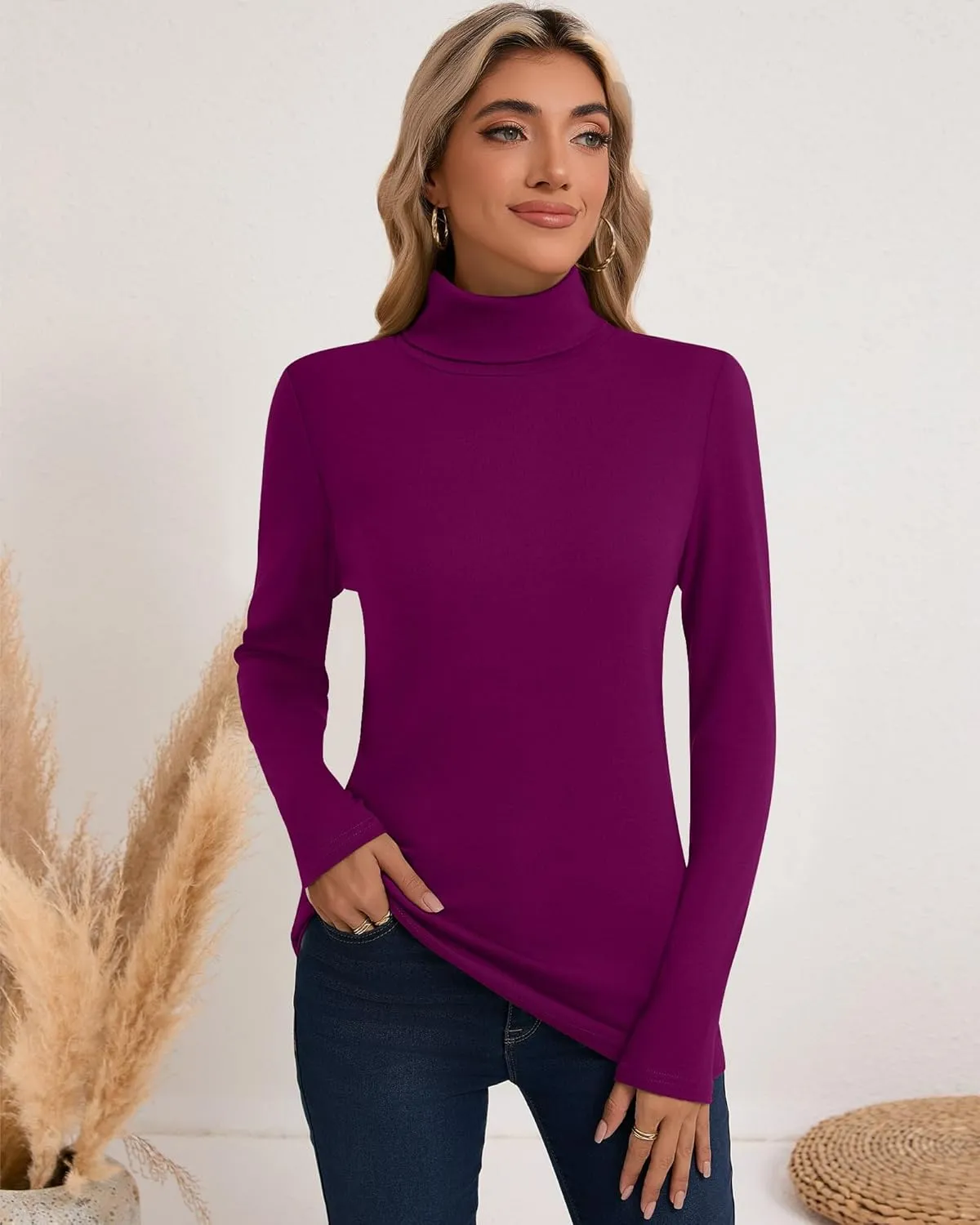 Neer 3 Pack Cotton Women's Turtleneck Long Sleeve Tops Thermal Underwear Base Layer Fall Winter Shirts Sweater