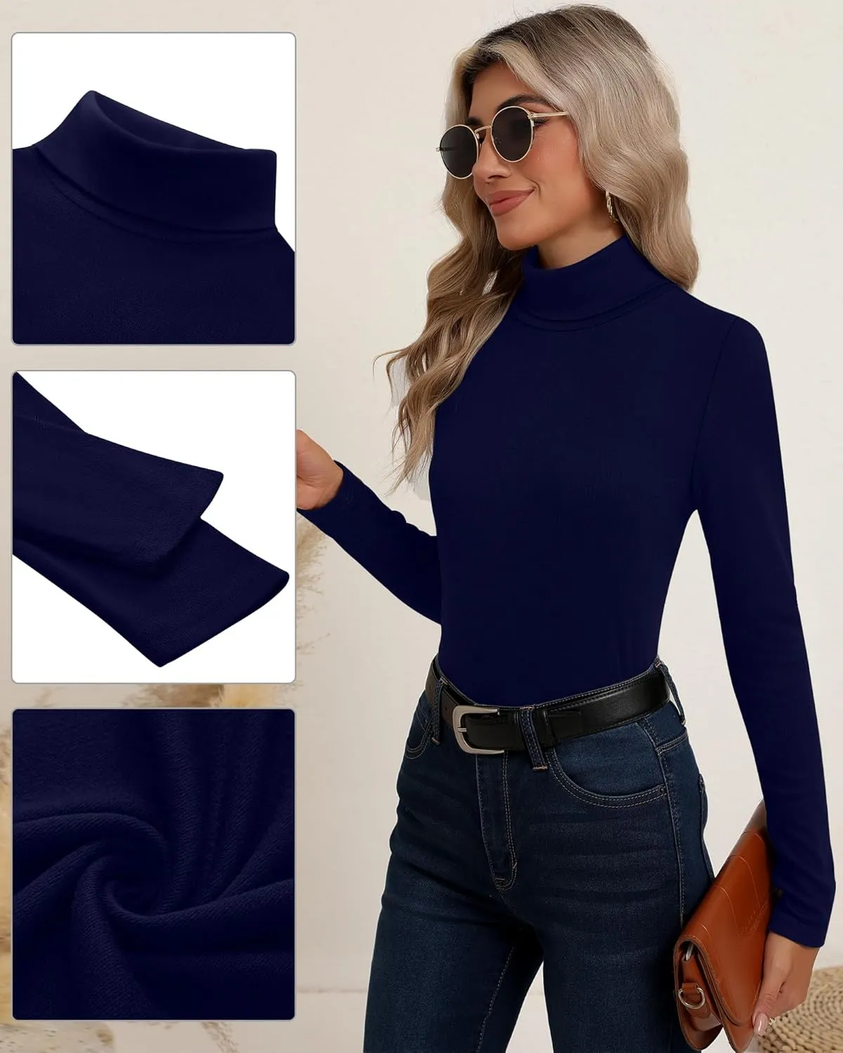Neer 3 Pack Cotton Women's Turtleneck Long Sleeve Tops Thermal Underwear Base Layer Fall Winter Shirts Sweater