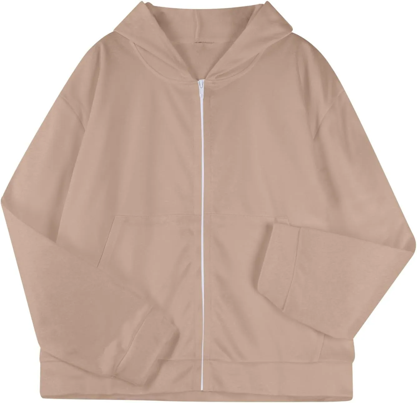 Oversized Zip Up Hoodie for Women Fleece Plain Cropped Sweatshirts Trendy Y2k Comfy Preppy Zipper Hoodies Winter