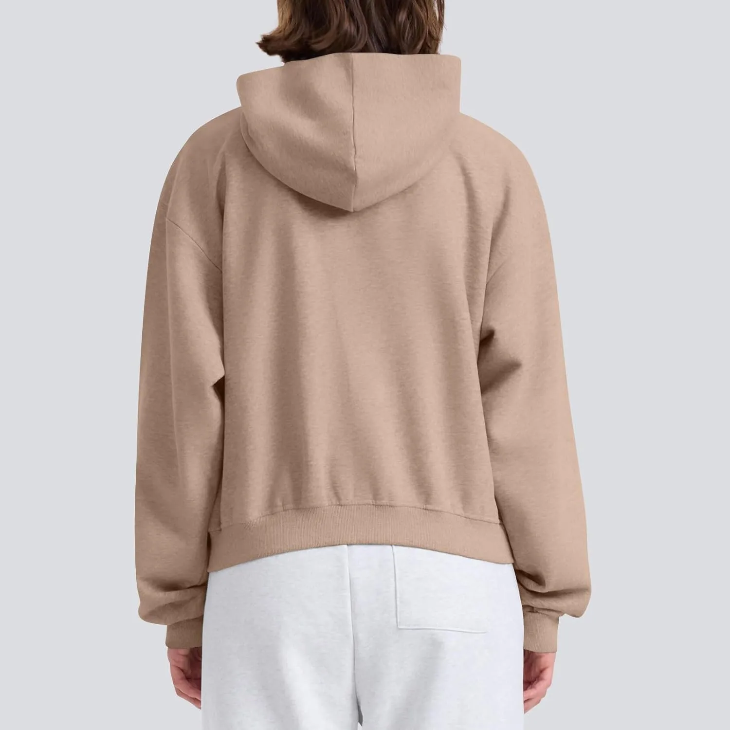 Oversized Zip Up Hoodie for Women Fleece Plain Cropped Sweatshirts Trendy Y2k Comfy Preppy Zipper Hoodies Winter