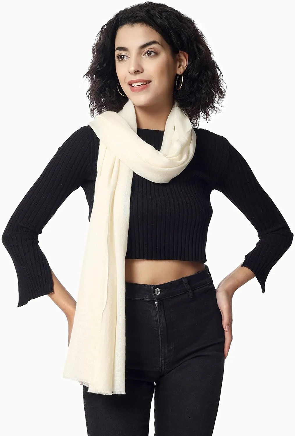 PASHWRAP Ultra-Thin Merino Wool Scarf Soft & Warm Kashmiri Cashmere Wrap for Women, Valentine's Gift Pack of 1