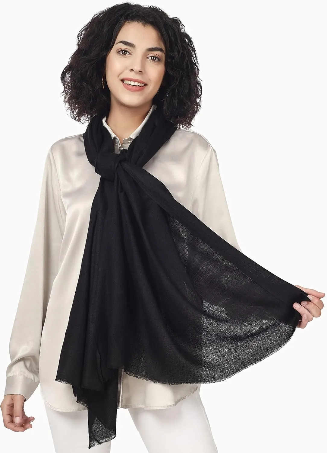PASHWRAP Ultra-Thin Merino Wool Scarf Soft & Warm Kashmiri Cashmere Wrap for Women, Valentine's Gift Pack of 1